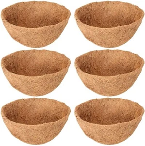 6 Pack 12 Inch Hanging Basket Coco Liners Replacement 100% Natural Round Coconut - Picture 1 of 7