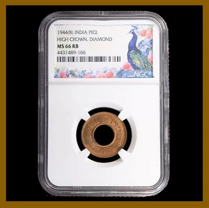 British India 1 Pice, 1944 (B) NGC MS 66 RB High Crown Diamond 4431489-166 - Picture 1 of 2