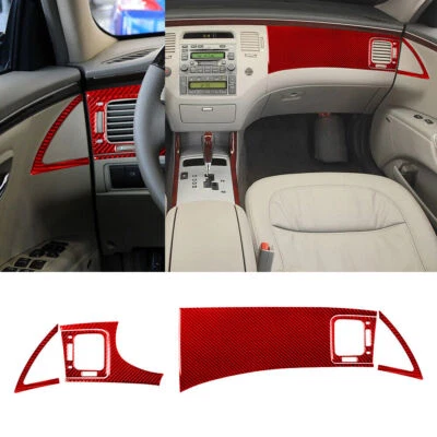 6Pcs Red Carbon Fiber Interior Dashboard Kit Cover Trim For Hyundai Azera - Изображение 1 из 4