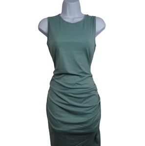 Women's Ruched Bodycon Front Sleeveless Pullover Sage Green Casual Dress Size M - Imagen 1 de 10