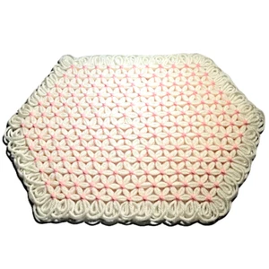 6er Set Vintage Gänseblümchen Webstuhl gehäkelt Tischsets Creme Rosa Oma Cottagecore - Bild 1 von 7