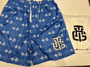 The Hoop Gang Boy’s Large Blue And White Logo Print Hoop Shorts - Picture 1 of 5