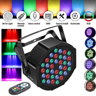 UKING 108W Par Light Beam Stage Light 36LED RGB DMX512 Party DJ Disco Party - Image 1 of 4