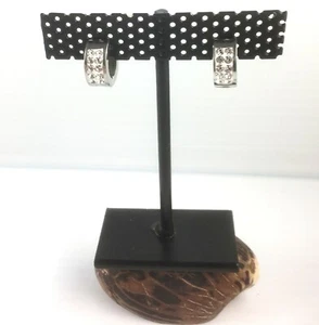 Zircon Stones Pierced Small Earring Women Stainless-Steel Material Hoop Style - Picture 1 of 4