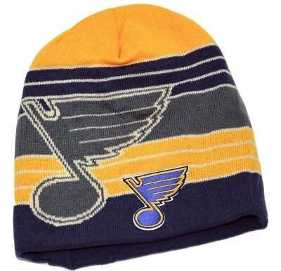 St. Louis Blues Reebok KQ92Z NHL Hockey Dual Logo Knit Beanie/Hat/Toque - Image 1 of 2