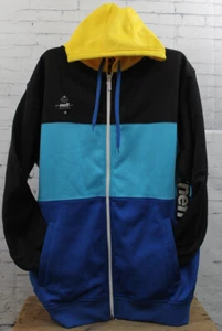 Neff Divider Giacca Pile Strappo Uomo Grande Blu Nero Giallo Nuovo - Foto 1 di 1