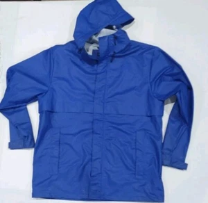 VINTAGE Land's End Jacket Blue Rain Coat Windbreaker Hoodie Full Zip Mens Large - Bild 1 von 5