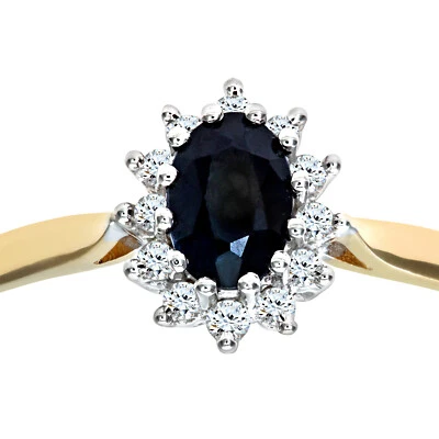 9ct Yellow Gold Sapphire and Diamond Cluster Ring by Naava - Image 1 of 4