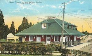 Mt Vernon VA Inn and Railway Station Train Depot Linen Postcard - Picture 1 of 2