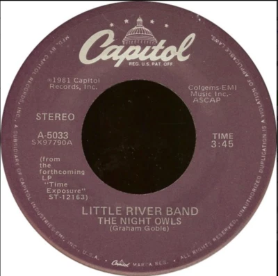 Little River Band – The Night Owls / Suicide Boulevard 45 RPM Record. - Image 1 of 2