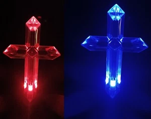 2 Set Big Cross Clear Acrylic Solar Garden Yard Patio Stick Stake Light - Picture 1 of 10