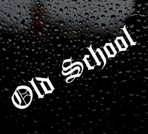 2X OLD SCHOOL DECAL LOGO CAR/VAN/LAPTOP VINYL STICKER FUNNY OLDE ENGLISH DUB - Picture 1 of 5