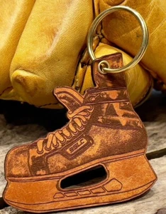 Leather Hockey Skate Key Chain Benefits Hockey Fights Cancer - Picture 1 of 1