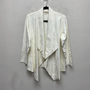 Soft Surroundings Women Ivory Pearl Floral Shape Drape Faux Suede Jacket PL $140 - Picture 1 of 7