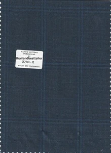 Blue Suiting Fabric Windowpane Check Best For Suit Pants 5 Yard Fabric - Picture 1 of 2