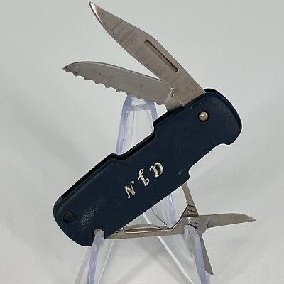 Vintage BLUE Cutco USA #1888 Mini Pocket Knife 2 Blade With Scissors - Image 1 of 4