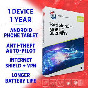 Bitdefender Mobile Security for ANDROID 2022 + VPN 1 device 1 year
