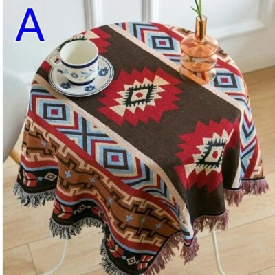 1PC Ethnic Tablecloth Geometric Tabletop Cover Rectangular Retro Desk Decor - Image 1 of 4
