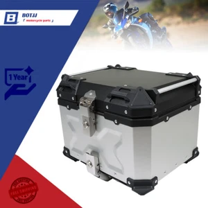 45L Silver Motorcycle Luggage Waterproof Tail Box Scooter Trunk Storage Top Case - Foto 1 di 17
