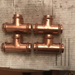 LOT of 4. VIEGA Streamline PROPRESS 77412 ProPress Tee, 1" x 1" x 1" Copper - Picture 1 of 3