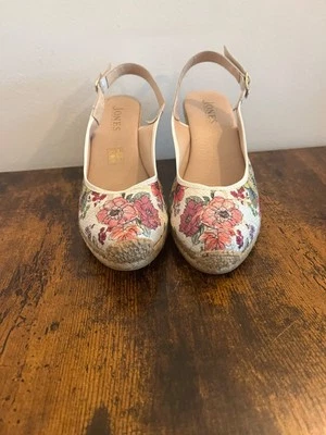 JONES BOOTMAKER Estampado Floral Efecto Cuerda Tacón Alpargata Cuñas Talla UK7 EU40 Foto 1 de 4
