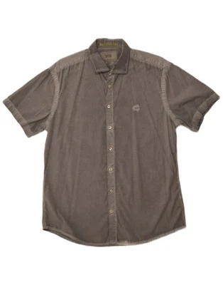 CAMEL ACTIVE Mens Fitted Short Sleeve Shirt Large Grey Cotton BH24 - Image 1 of 3