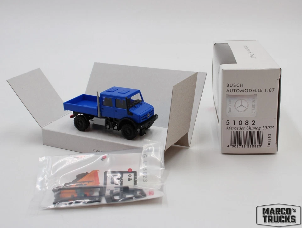 Busch Unimog U 5023 DoubleCabin blue No. 51082 /BUN46 - Image 1 of 1