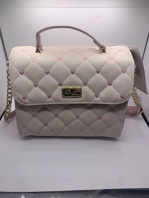 Bandolera Luv BETSEY JOHNSON asa superior rosa/blanco corazones acolchados nueva con etiquetas LBADDY Foto 1 de 4