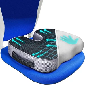 Cuscino Sedile Ortopedico Memory Foam Antiscivolo Cuscino Sedia Coccige Antidolorifico - Foto 1 di 12