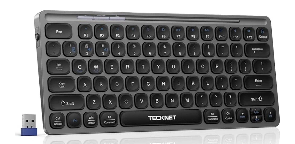 NEW TECKNET Wireless Bluetooth Keyboard Slim Rechargeable Multi-Device Quiet - Image 1 of 4