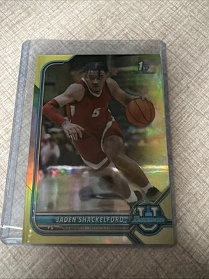 2021-22 Bowman University #50 Jaden Shackelford 41/75 1st Rookie Yellow Alabama - Image 1 of 3