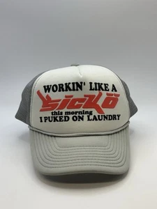 Gorra de camionero SICKO WHITE "Working Like A Sicko" talla SNAP BACK - Imagen 1 de 3