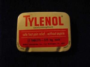 Tylenol Aspirin große Taschendose um 1968 Vintage Medizin Dose - Bild 1 von 3