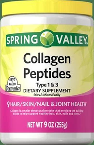 Spring Valley Collagen Peptides Type 1 & 3 Keto & Paleo Dissolvable Powder, 9 oz - Picture 1 of 8