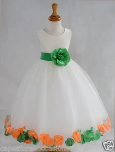 IVORY HOLIDAY CHRISTMAS ROSE PETAL WEDDING FLOWER GIRL DRESS 9M 2 4 6 8 10 12 14 - Picture 1 of 28
