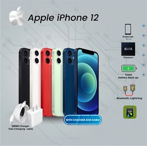 Apple iPhone 12 -64GB TO 512GB - Choose Colors- Choose Carrier - Zdjęcie 1 z 9
