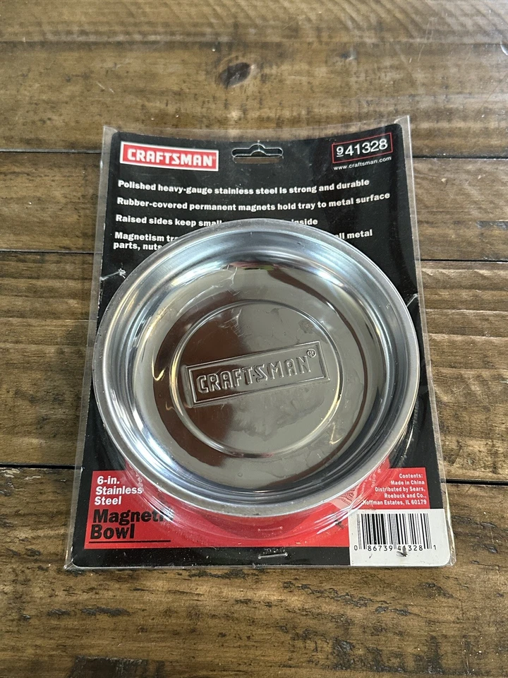 CRAFTSMAN 6" ROUND HEAVY GAUGE STAINLESS STEEL MAGNETIC PARTS TRAY DISH 941328