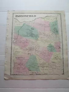 (1) "PARSONFIELD"" MAPA ORIGINAL MAINE 1872, YORK COUNTY ATLAS, SANFORD, EVERTS" - Imagen 1 de 5