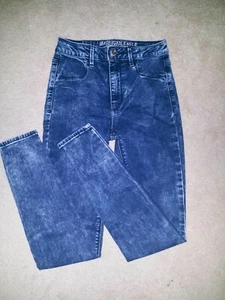American Eagle Acid Wash Skyhigh Jeggings Hi-Rise Gr. 2 dunkle Waschung super Stretch - Bild 1 von 8