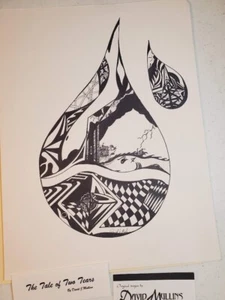 Original pen and ink fine art drawing Tale of Two Tears, David Mullins - Picture 1 of 7