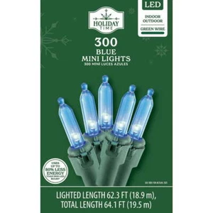 Holiday Time 300-Count Blue Mini Christmas Party Lights with Green Wire - Picture 1 of 5