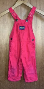 Vintage 90s OshKosh Overalls Red Denim 18 Months Full Snap Legs Vestbak USA - Picture 1 of 13