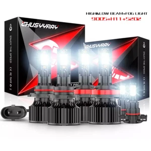 LED Headlight + Fog Light Bulbs Set For 2007-2011 2012 2013 GMC Sierra 1500 2500 - Picture 1 of 75