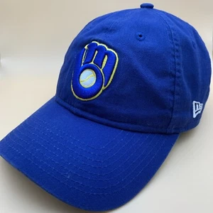Milwaukee Brewers Hat Cap Adjustable Blue Yellow White Strapback Plain Logo MLB - Picture 1 of 14