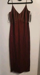 Dark Red Sequined Formal Dress With Black Mesh Overlay, Brilliante By J.A., NWT - Picture 1 of 24