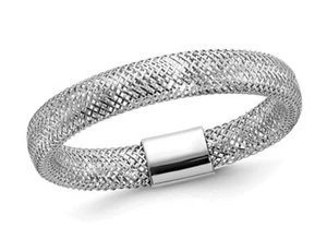 Banda elástica de malla de oro blanco de 14 K (TALLA 6) - Imagen 1 de 5