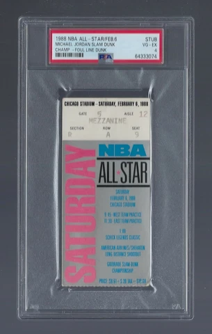 PSA 4 - MICHAEL JORDAN 1988 SLAM DUNK CONTEST TICKET FOUL LINE DUNK - LARRY BIRD Cover