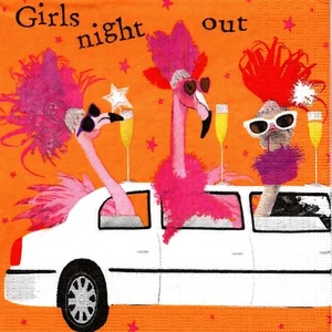 SERVIETTES EN PAPIER FLAMANTS ROSES EN FETE HUMOUR. PAPER NAPKINS FLAMINGO PARTY - Picture 1 of 1