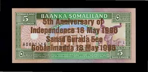 SOMALILAND 5 SHILLINGS 1996 BRONZE COMMEMORATIVE ISSUE PICK # 8 UNC. - Picture 1 of 2
