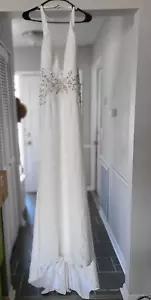Wedding Dress New David's Bridal NWT Deep V Mermaid Ivory Rhinestone Ivory Box - Picture 1 of 23
